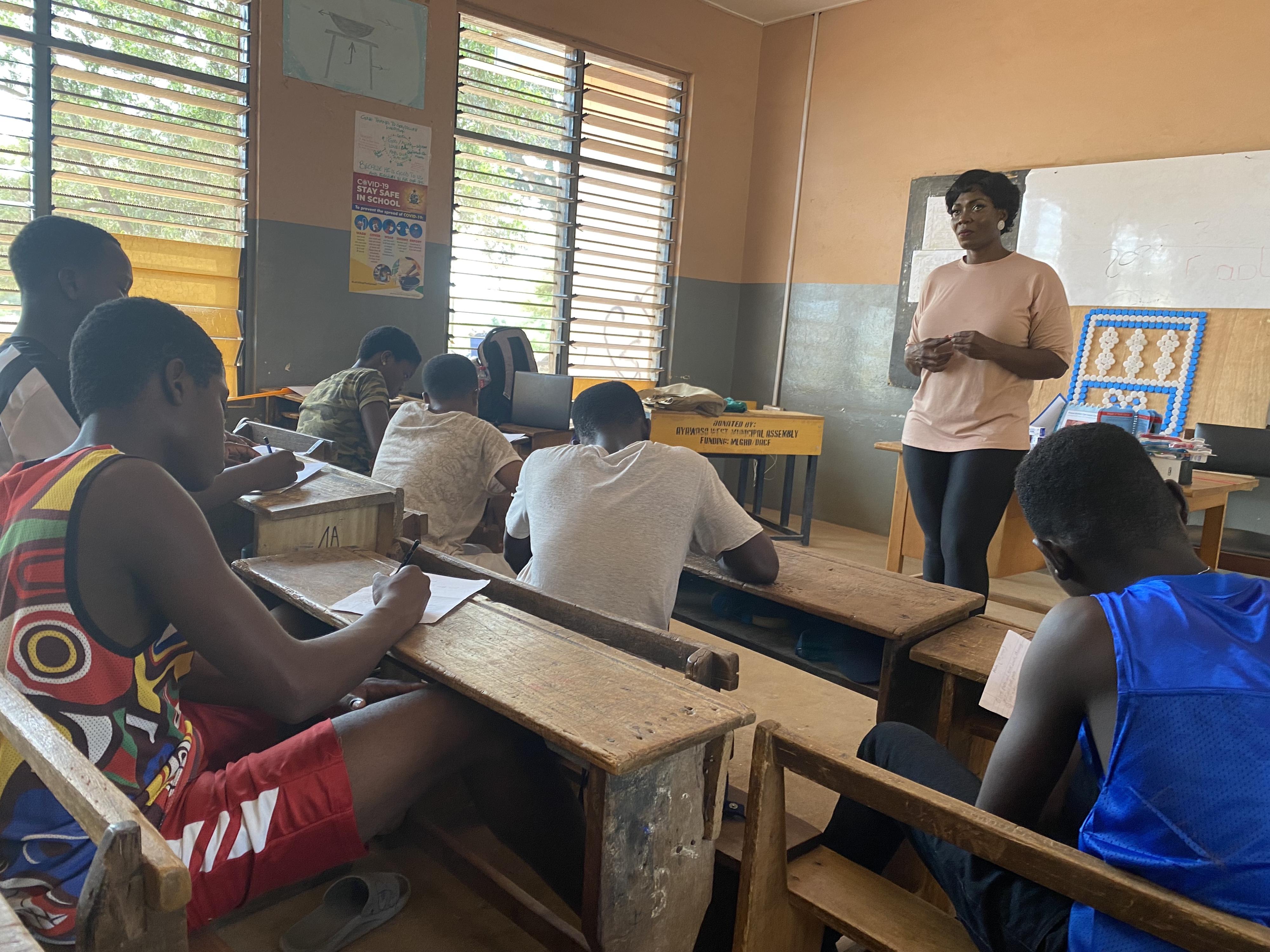 Janice Darko speaks to students in Ghana